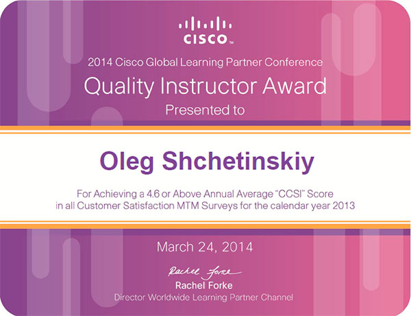 Сертификат инструктора Cisco 2014